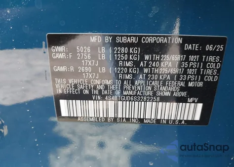 2025 Subaru Outback Wilderness from USA, damaged, VIN 4S4BTGUD6S3282258